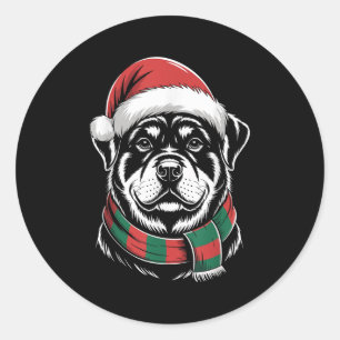 Rottweiler Dog Xmas Weihnachtsmannmütze Weihnachts Runder Aufkleber