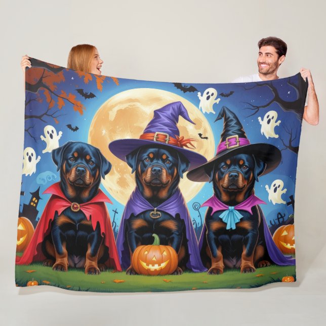 Rottweiler Dogs Pumpkin Halloween Funny Fleecedecke (Beispiel)