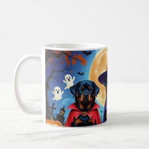 Rottweiler Dogs Pumpkin Halloween Funny Kaffeetasse