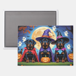 Rottweiler Dogs Pumpkin Halloween Funny Magnet
