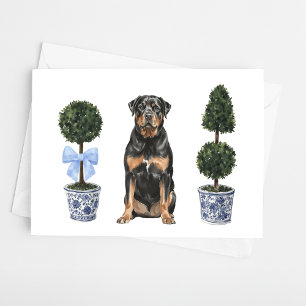 Rottweiler Doppy Topiary Watercolor-Karte Karte