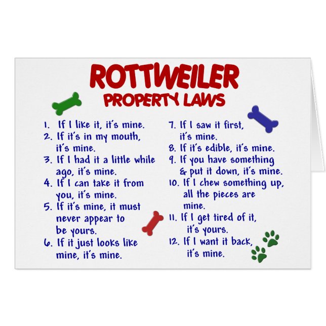 ROTTWEILER Eigentums-Gesetze 2 (Vorderseite (Horizontal))