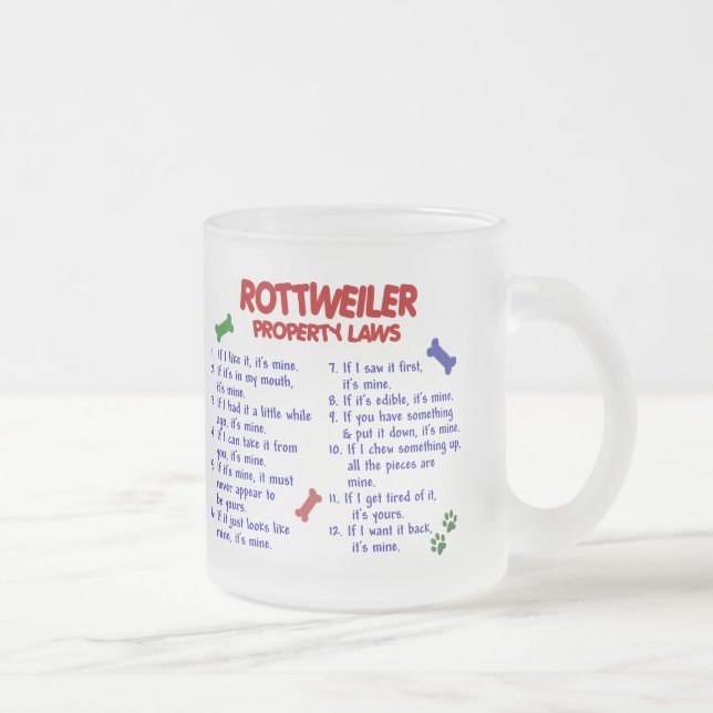 ROTTWEILER Eigentums-Gesetze 2 Mattglastasse (Rechts)