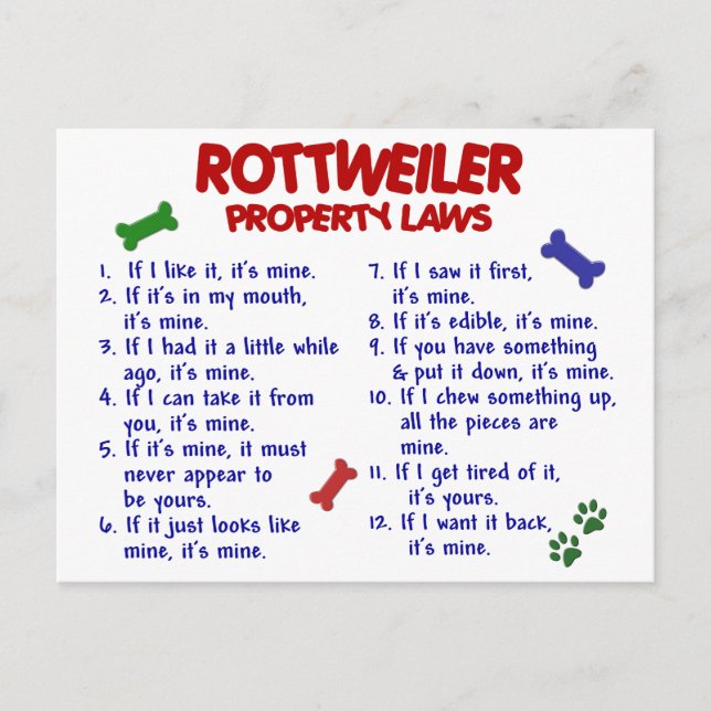 ROTTWEILER-Eigentumsrecht 2 Postkarte (Vorderseite)