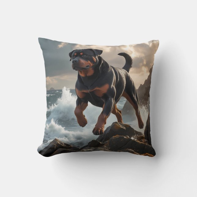 Rottweiler Elegant Throw Kissen (Vorderseite)