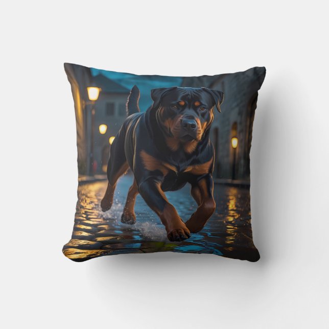 Rottweiler Elegant Throw Kissen (Vorderseite)