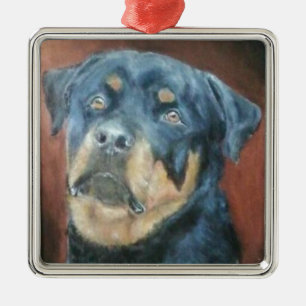Rottweiler - erstklassige Weihnachtsverzierung Silbernes Ornament
