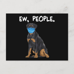 Rottweiler ew people dog wearing face mask ankündigungspostkarte