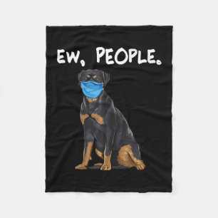 Rottweiler ew people dog wearing face mask fleecedecke