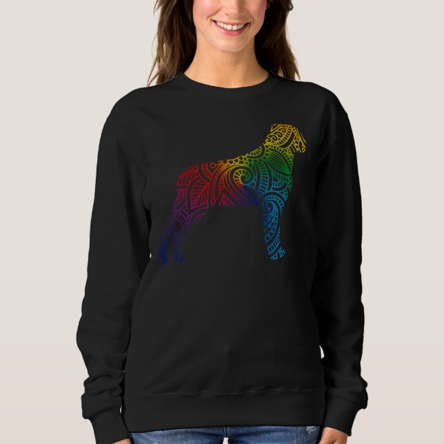 Rottweiler Farben Mandala Sweatshirt (Vorderseite)