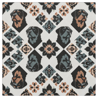 Rottweiler Floral Geometric Pattern Stoff