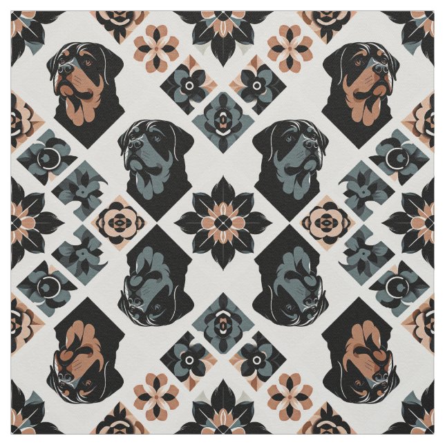 Rottweiler Floral Geometric Pattern Stoff (Muster)