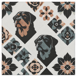 Rottweiler Floral Geometric Pattern Stoff