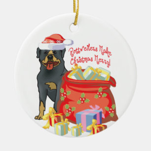 Rottweiler frohe Weihnachten Keramikornament