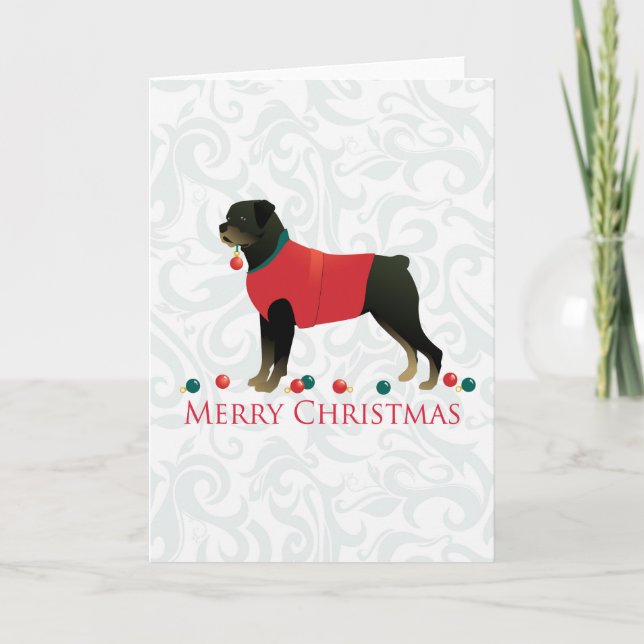 Rottweiler Frohe Weihnachtsdesign Feiertagskarte (Vorderseite)
