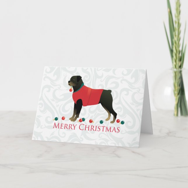 Rottweiler Frohe Weihnachtsdesign Feiertagskarte (Vorderseite)