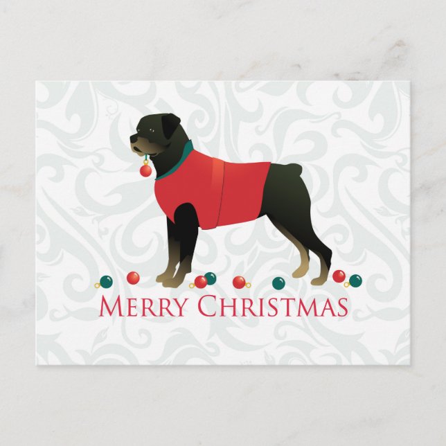 Rottweiler Frohe Weihnachtsdesign Feiertagspostkarte (Vorderseite)