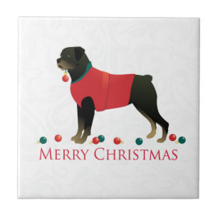 Rottweiler Frohe Weihnachtsdesign Fliese