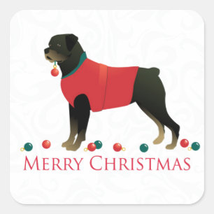 Rottweiler Frohe Weihnachtsdesign Quadratischer Aufkleber