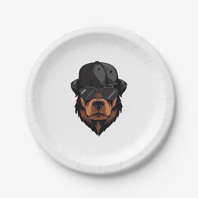 Rottweiler Gangster Pappteller (Vorderseite)