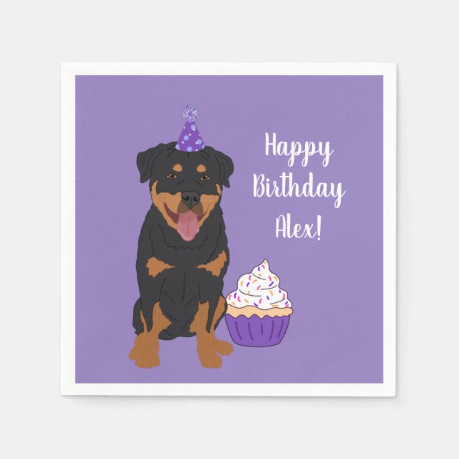 Rottweiler Geburtstag individuell anpassbar Serviette (Vorderseite)