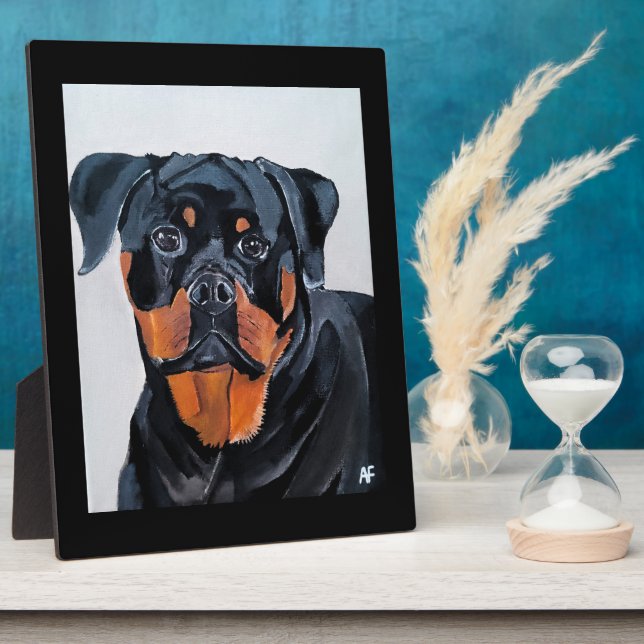 Rottweiler-Gemälde von Alfred Fox Fotoplatte (Seite)