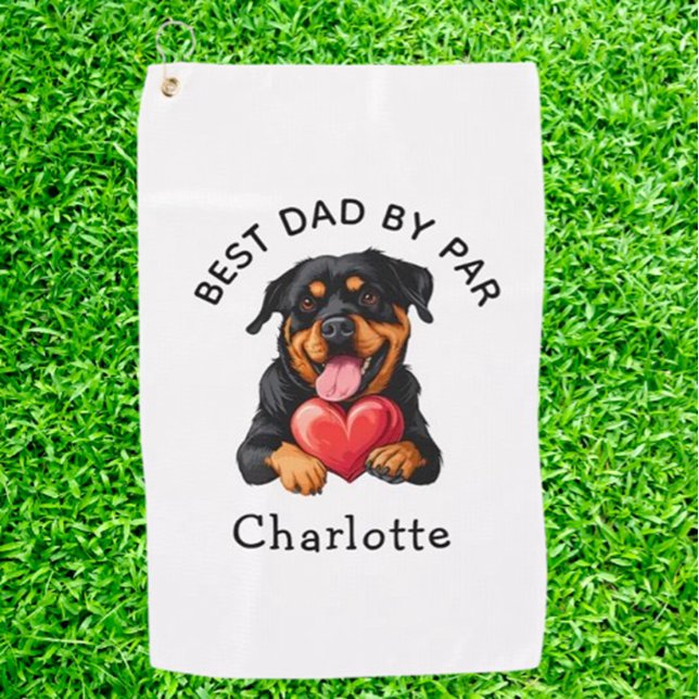 Rottweiler Gift  Golfhandtuch (Discover unique Rottweiler Heart golf gifts that show your love for both golf and your furry friend.)