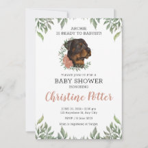 Rottweiler Girl Dog Boho Greenery Baby Shower