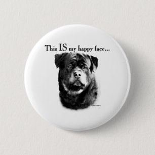 Rottweiler glückliches Gesicht - Knopf Button