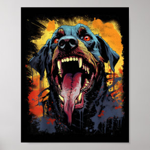 Rottweiler Gruseliger Hund Halloween Poster