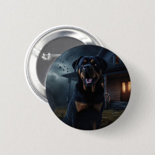 Rottweiler Halloween Beängstigend Button