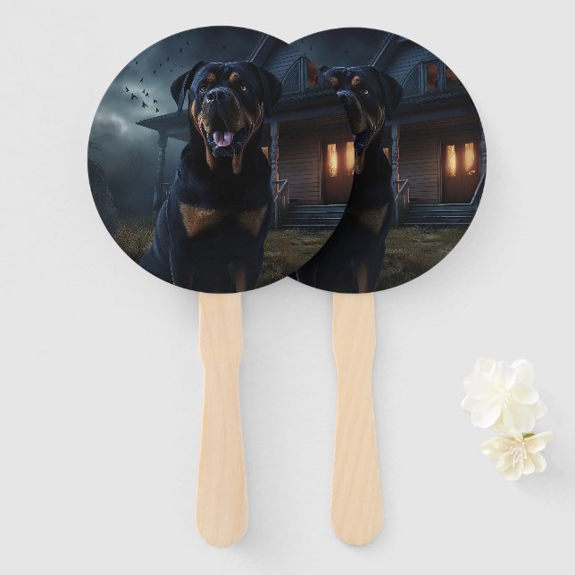 Rottweiler Halloween Beängstigend Fächer (Vorne und Hinten)