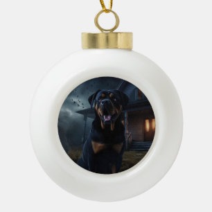 Rottweiler Halloween Beängstigend Keramik Kugel-Ornament