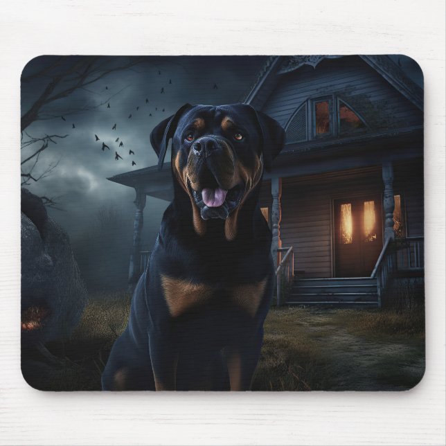 Rottweiler Halloween Beängstigend Mousepad (Vorne)