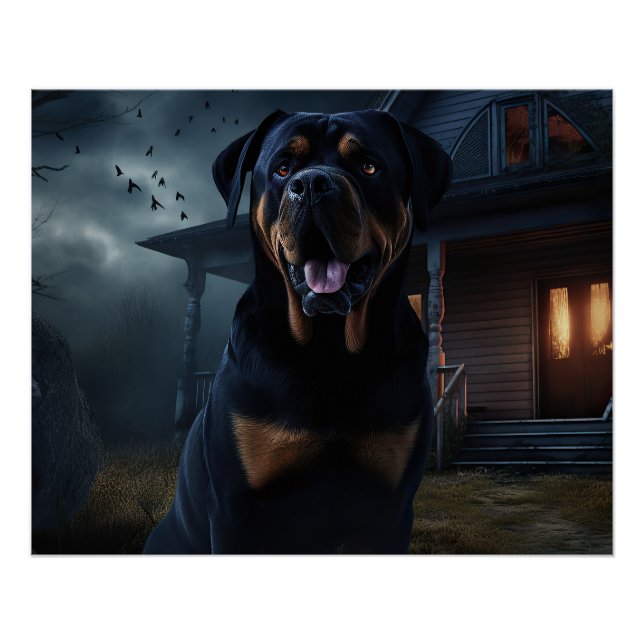 Rottweiler Halloween Beängstigend Poster (Vorderseite)
