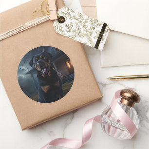 Rottweiler Halloween Beängstigend Runder Aufkleber