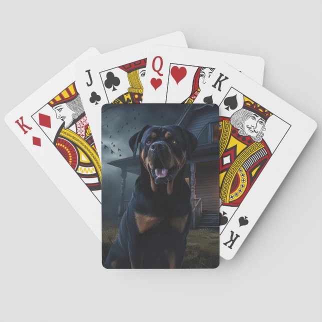 Rottweiler Halloween Beängstigend Spielkarten (Rückseite)