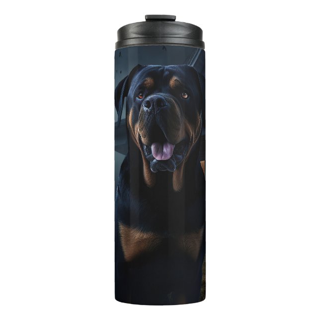Rottweiler Halloween Beängstigend Thermosbecher (Vorderseite)