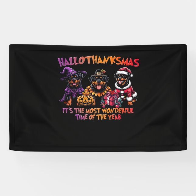 Rottweiler Halloween Erntedank Weihnachtsklasse Banner (Horizontal)