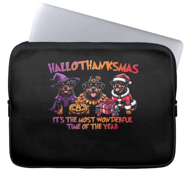 Rottweiler Halloween Erntedank Weihnachtsklasse Laptopschutzhülle (Vorderseite)