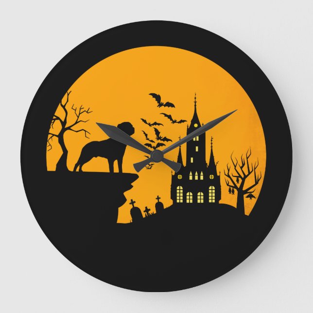 Rottweiler Halloween Große Wanduhr (Vorderseite)