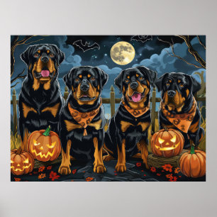 Rottweiler Halloween Gruselig Poster