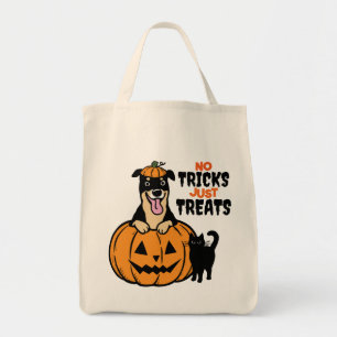 Rottweiler Halloween keine Tricks nur Leckereien Tragetasche