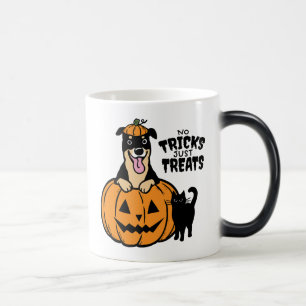 Rottweiler Halloween keine Tricks nur Leckereien Verwandlungstasse