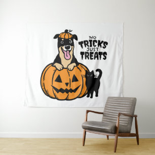 Rottweiler Halloween No Tricks Just Leckereien Par Wandteppich