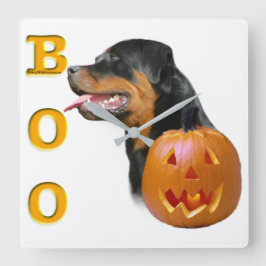 Rottweiler Halloween Quadratische Wanduhr
