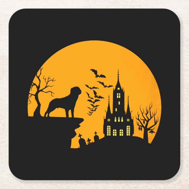 Rottweiler Halloween Rechteckiger Pappuntersetzer (Vorderseite)