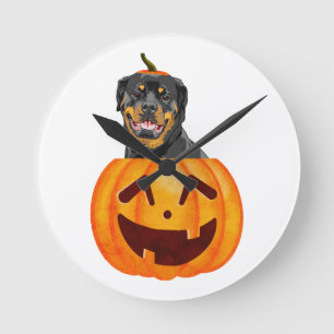 Rottweiler Halloween Runde Wanduhr