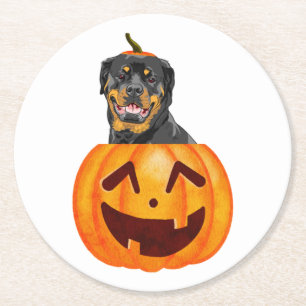 Rottweiler Halloween Runder Pappuntersetzer