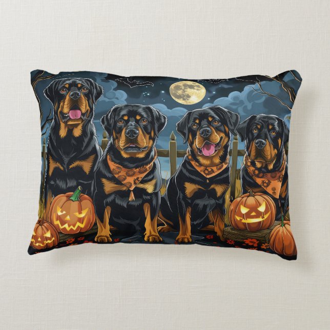 Rottweiler Halloween Spooky Dekokissen (Rückseite)